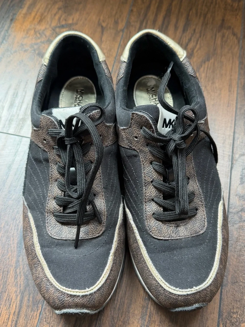 Michael Kors Women’s Sneakers Brown/Black Logo Lace Up Casual Shoes Size 8